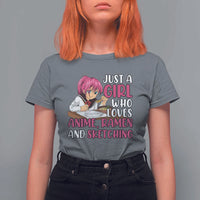Just A Girl Who Loves Anime Ramen And Sketching T Shirt For Women Japan Kawaii Otaku Manga Lover - Wonder Print Shop