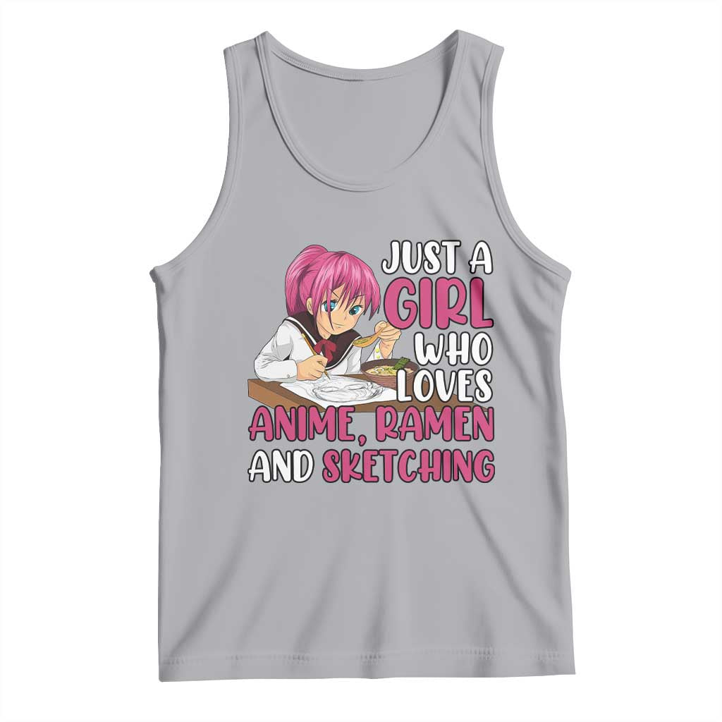 Just A Girl Who Loves Anime Ramen And Sketching Tank Top Japan Kawaii Otaku Manga Lover