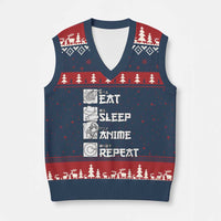 Eat Sleep Anime Repeat V-Neck Knit Sweater Vest Japan Otaku Manga Lover - Wonder Print Shop