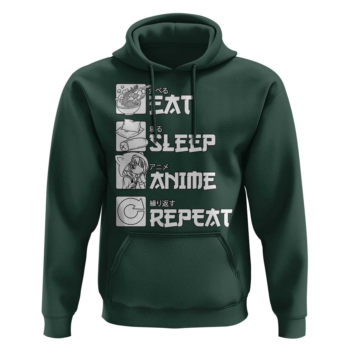 Eat Sleep Anime Repeat Hoodie Japan Otaku Manga Lover