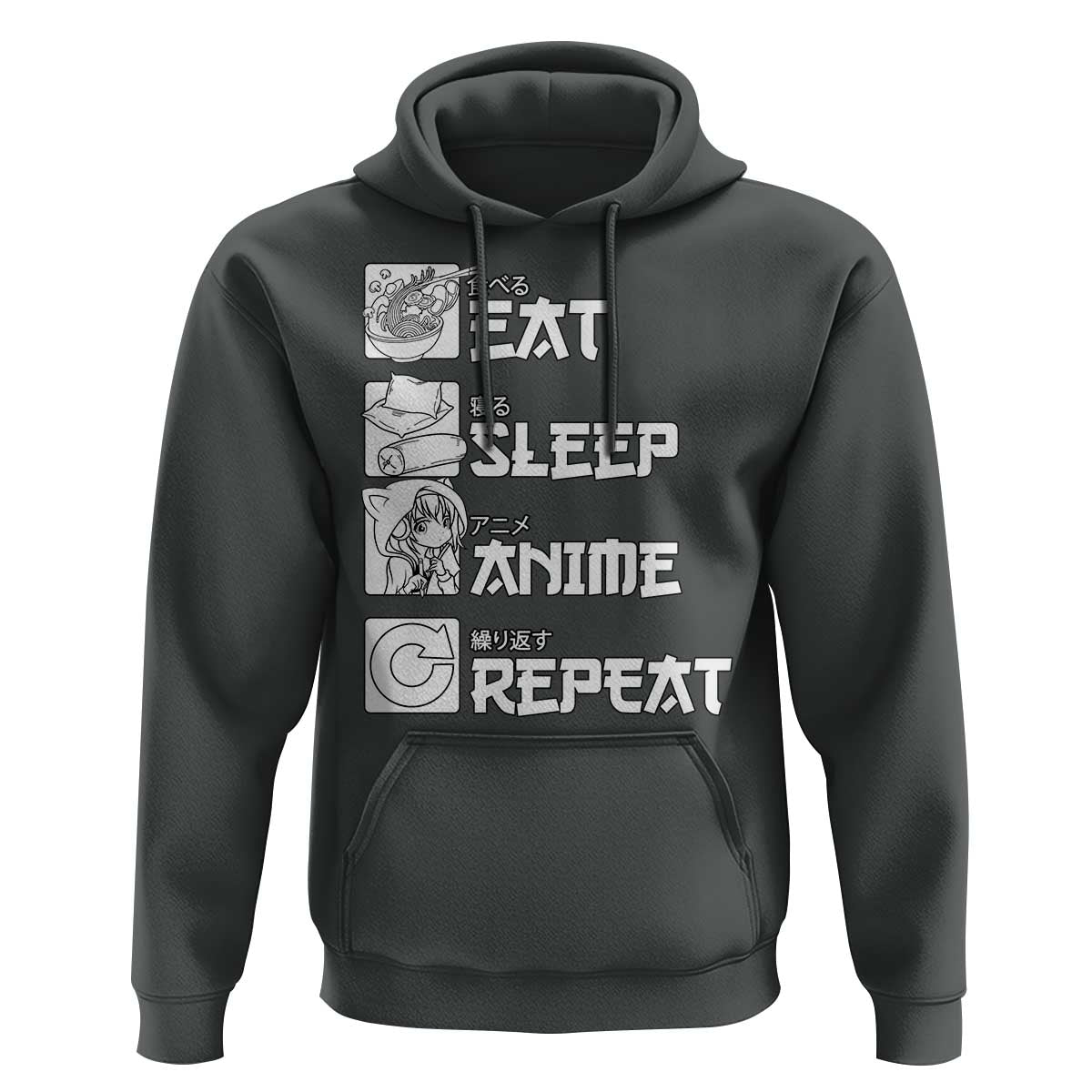Eat Sleep Anime Repeat Hoodie Japan Otaku Manga Lover