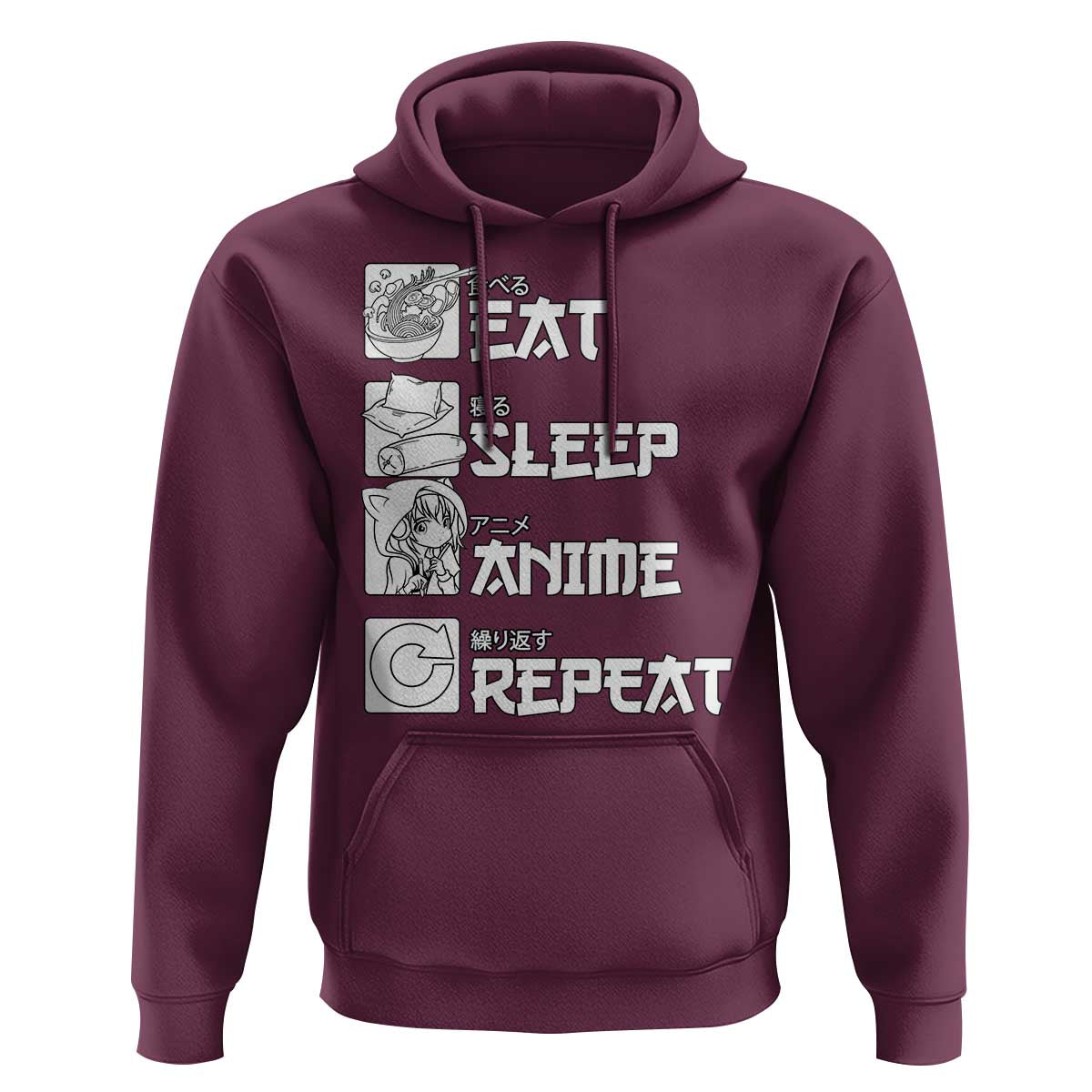 Eat Sleep Anime Repeat Hoodie Japan Otaku Manga Lover