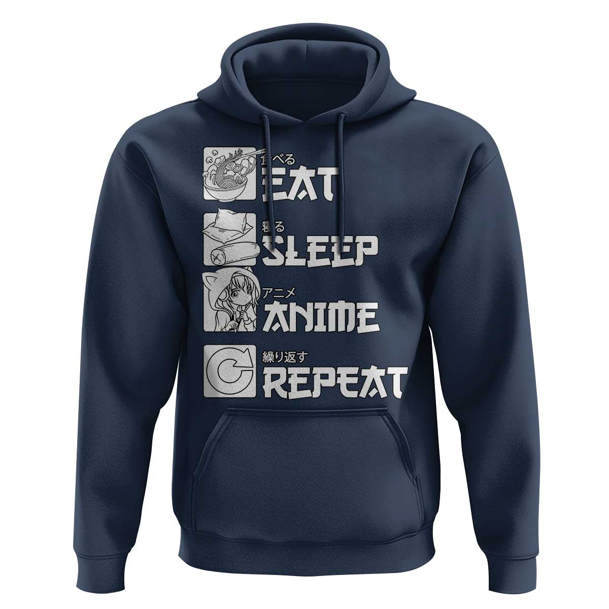 Eat Sleep Anime Repeat Hoodie Japan Otaku Manga Lover