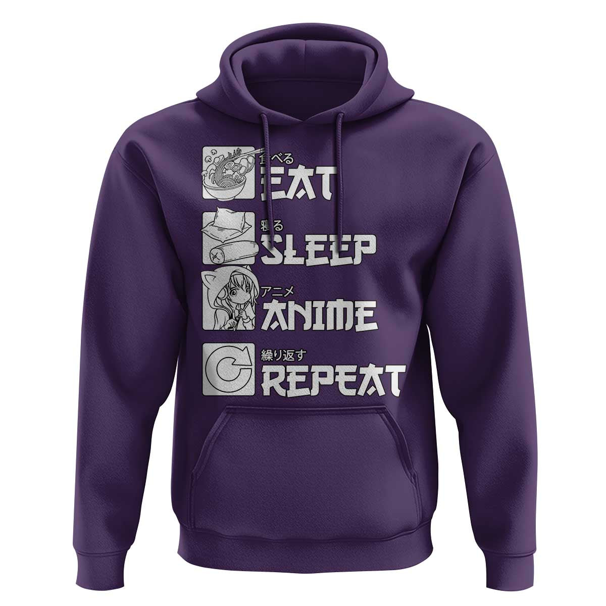 Eat Sleep Anime Repeat Hoodie Japan Otaku Manga Lover