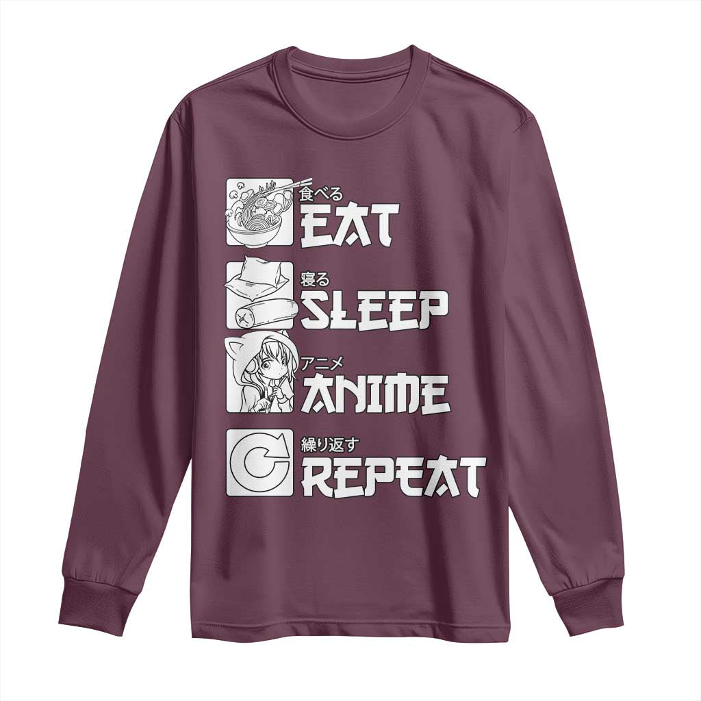 Eat Sleep Anime Repeat Long Sleeve Shirt Japan Otaku Manga Lover