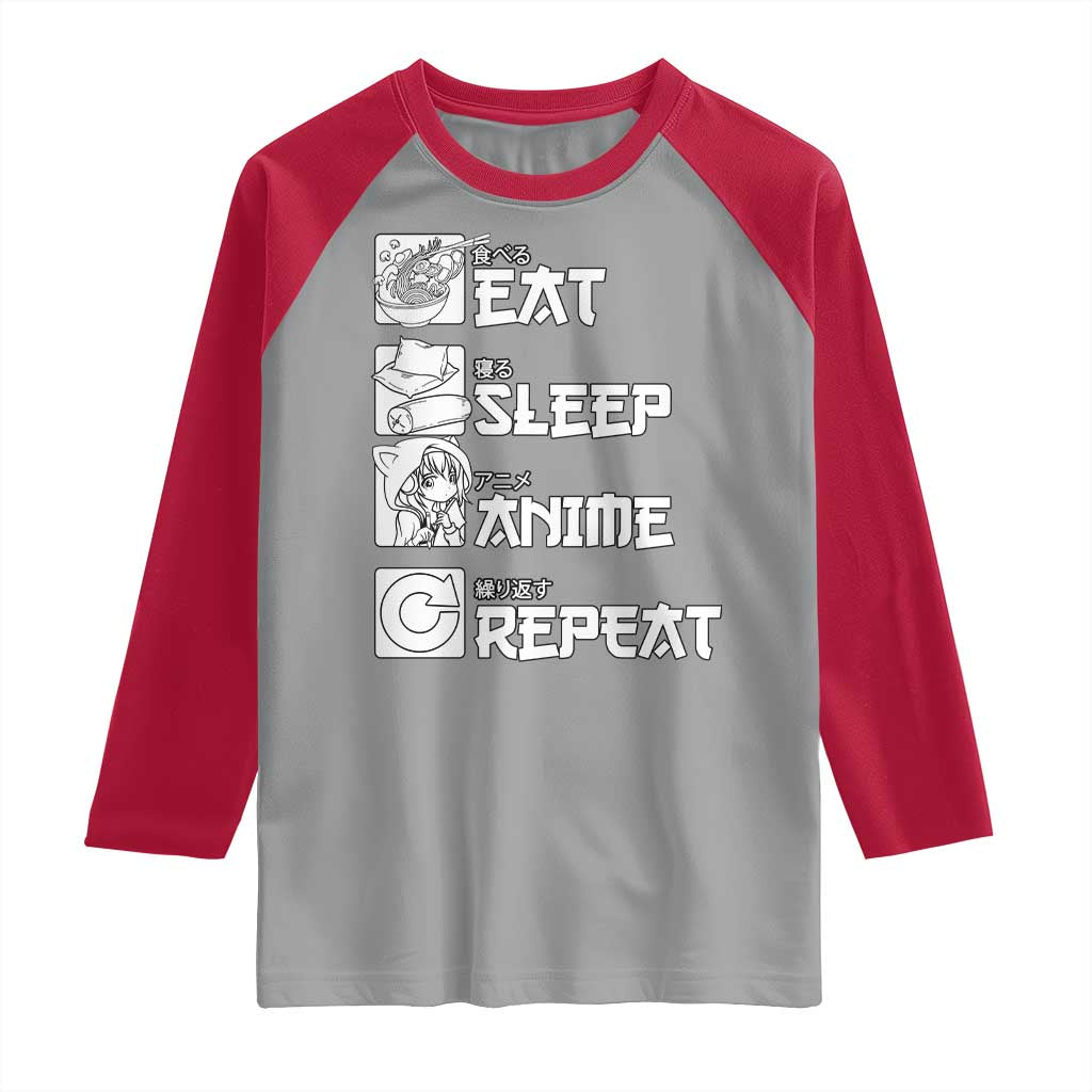 Eat Sleep Anime Repeat Raglan Shirt Japan Otaku Manga Lover