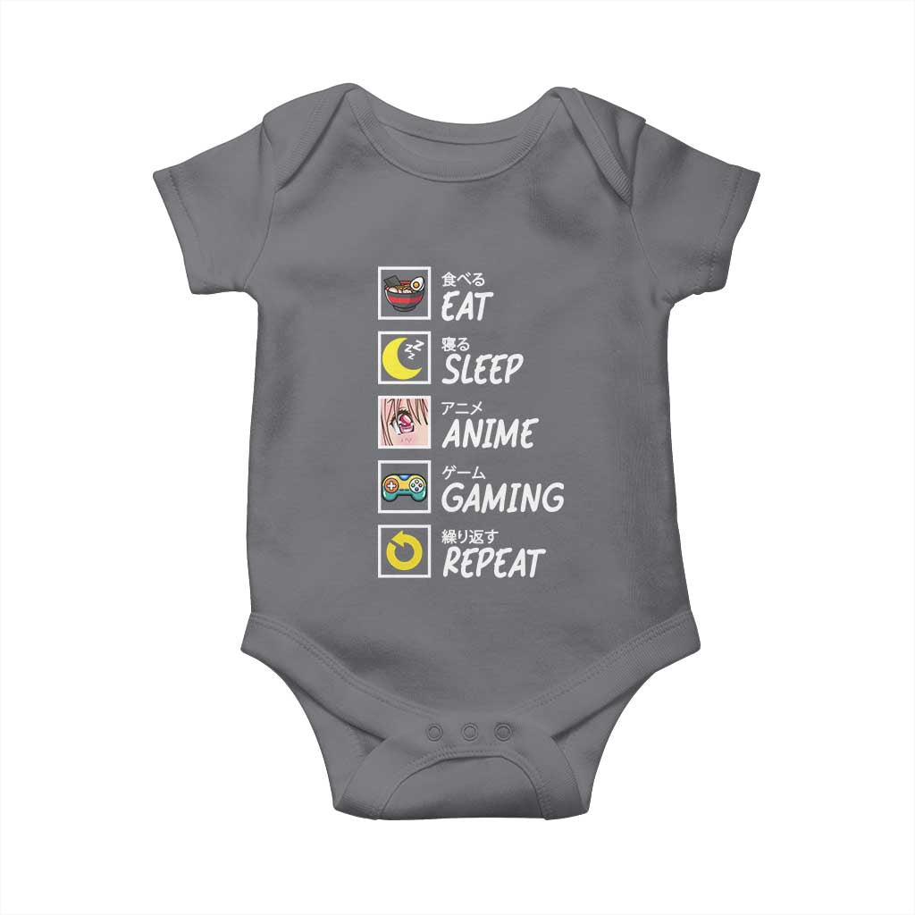 Eat Sleep Anime Gaming Repeat Baby Onesie Kawaii Otaku Gamer Manga Ramen Lover