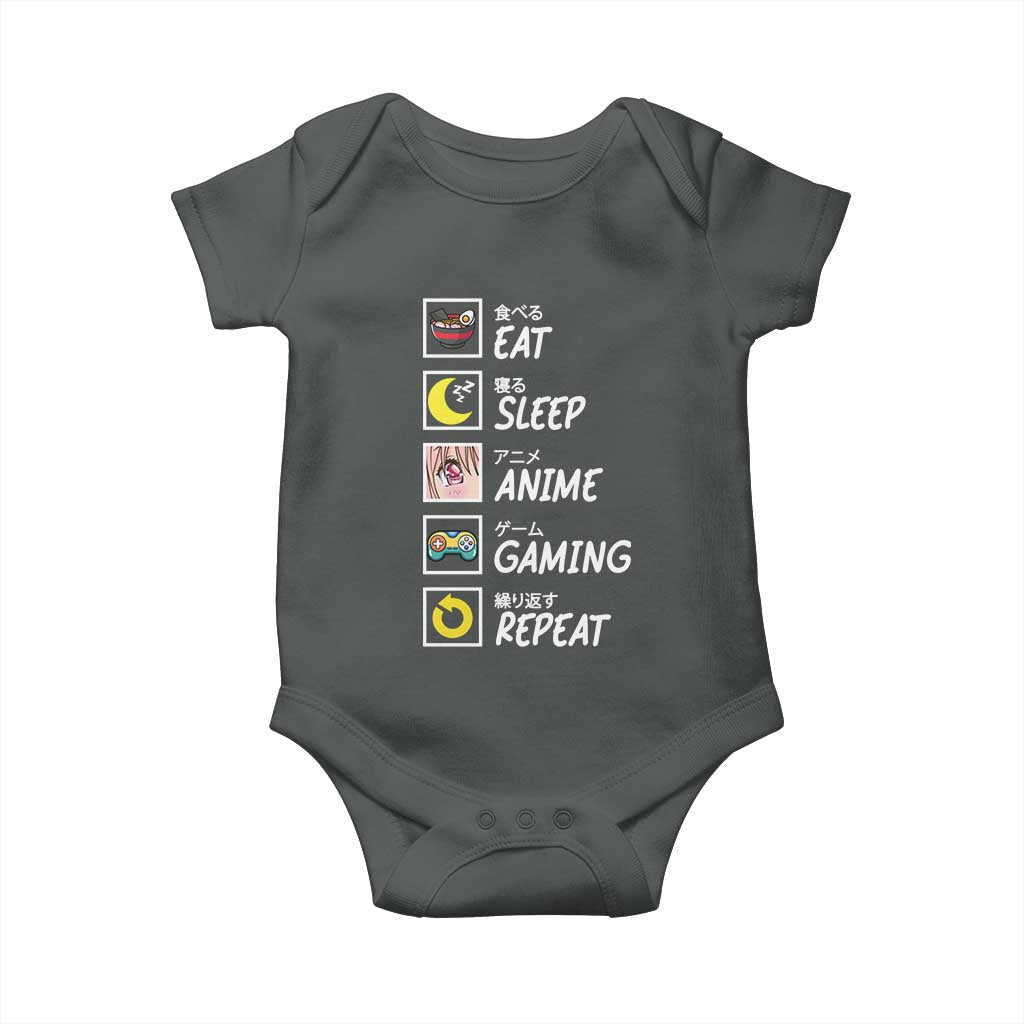 Eat Sleep Anime Gaming Repeat Baby Onesie Kawaii Otaku Gamer Manga Ramen Lover