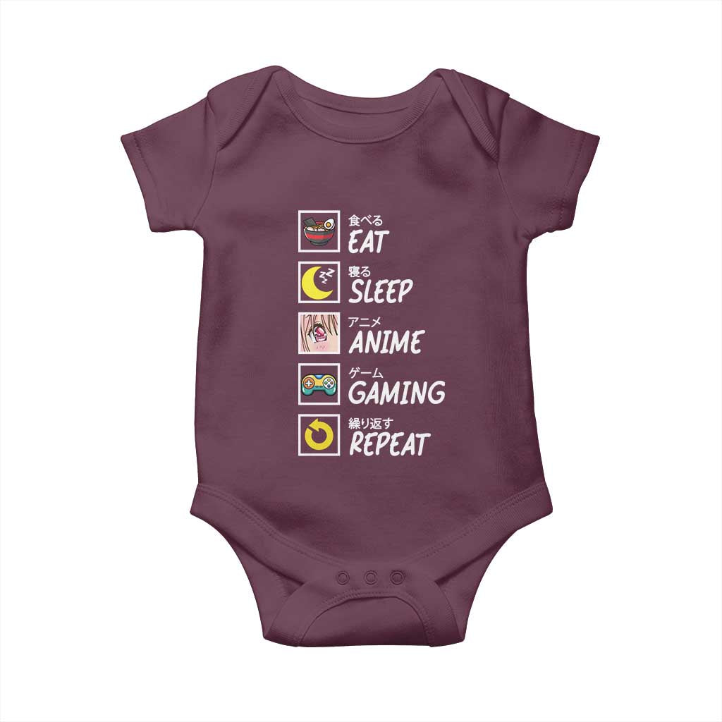 Eat Sleep Anime Gaming Repeat Baby Onesie Kawaii Otaku Gamer Manga Ramen Lover