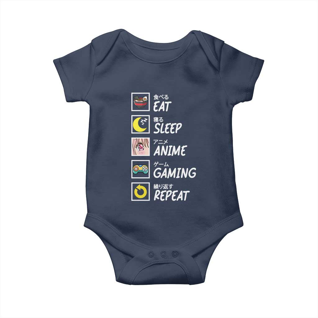 Eat Sleep Anime Gaming Repeat Baby Onesie Kawaii Otaku Gamer Manga Ramen Lover