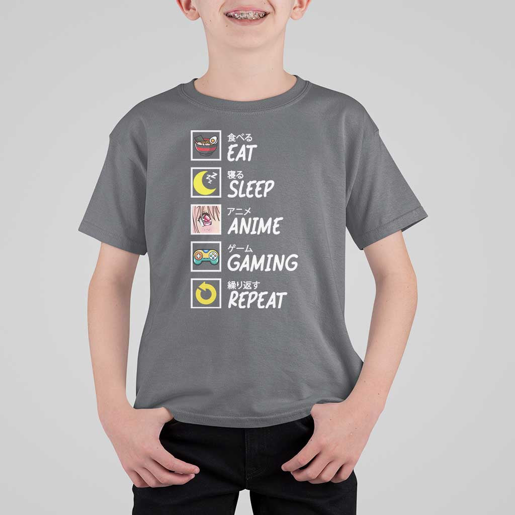 Eat Sleep Anime Gaming Repeat T Shirt For Kid Kawaii Otaku Gamer Manga Ramen Lover - Wonder Print Shop