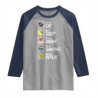 Eat Sleep Anime Gaming Repeat Raglan Shirt Kawaii Otaku Gamer Manga Ramen Lover