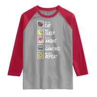 Eat Sleep Anime Gaming Repeat Raglan Shirt Kawaii Otaku Gamer Manga Ramen Lover
