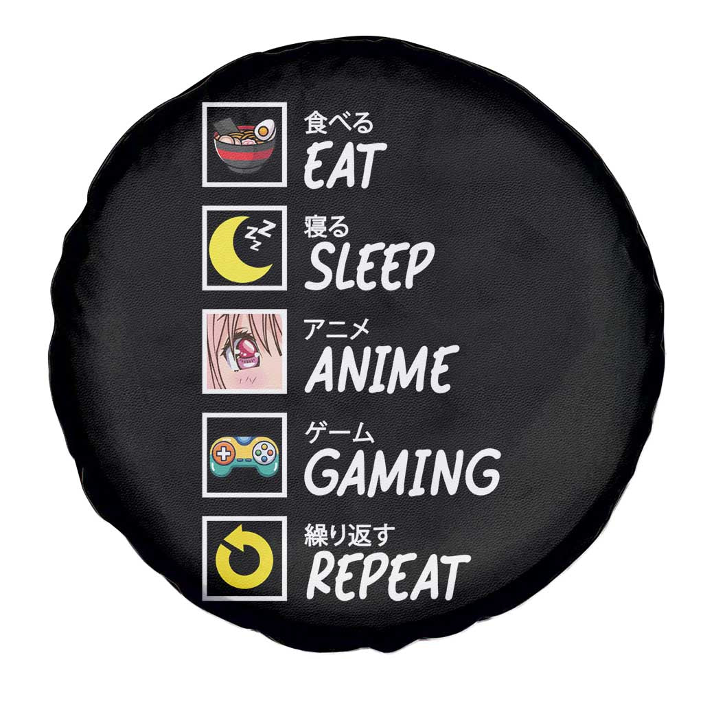 Eat Sleep Anime Gaming Repeat Spare Tire Cover Kawaii Otaku Gamer Manga Ramen Lover