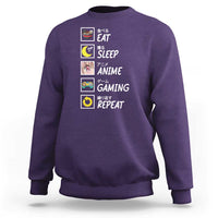 Eat Sleep Anime Gaming Repeat Sweatshirt Kawaii Otaku Gamer Manga Ramen Lover - Wonder Print Shop