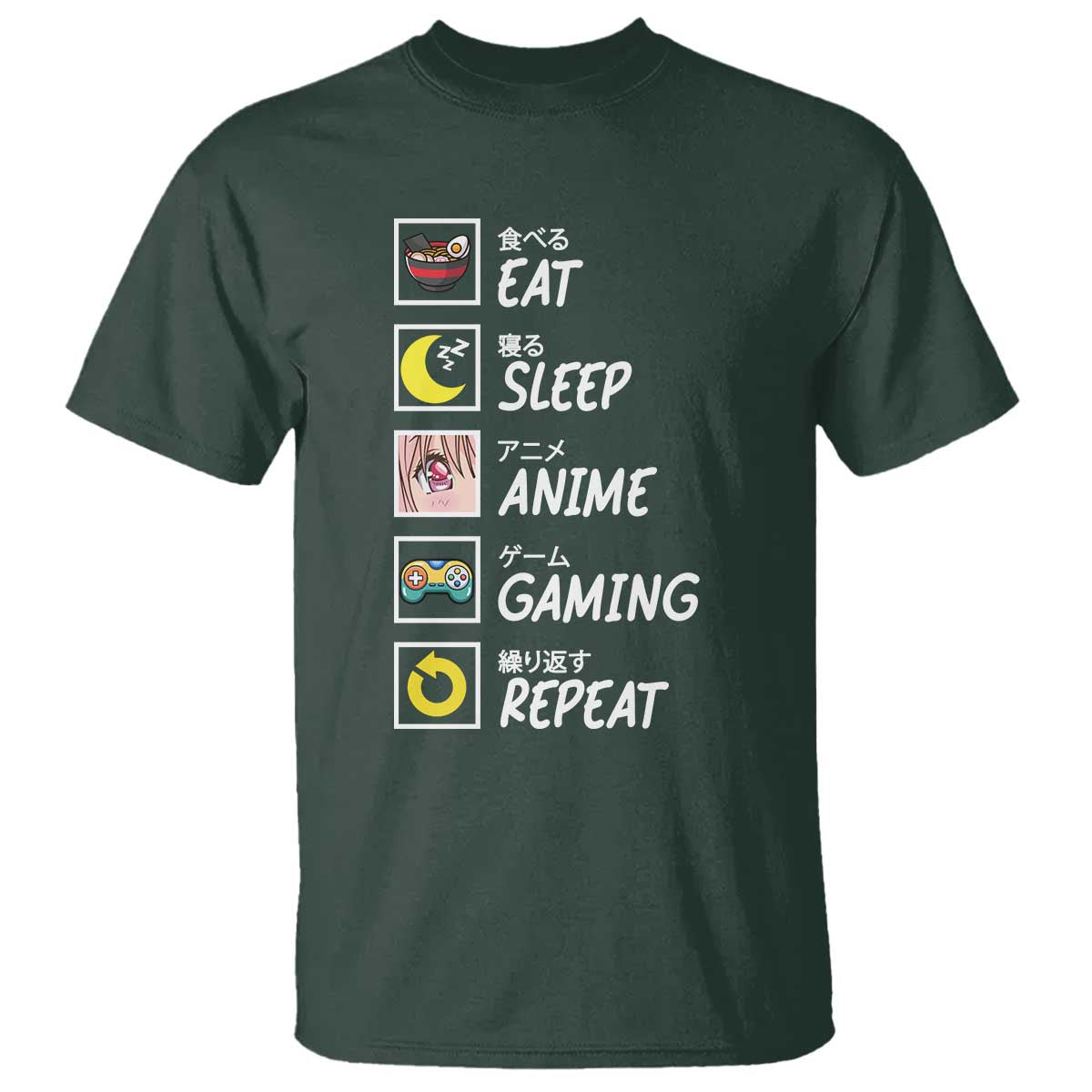 Eat Sleep Anime Gaming Repeat T Shirt Kawaii Otaku Gamer Manga Ramen Lover - Wonder Print Shop