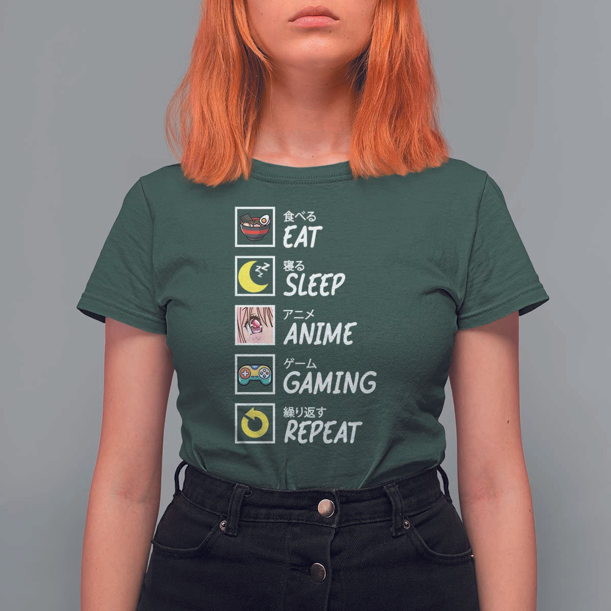 Eat Sleep Anime Gaming Repeat T Shirt For Women Kawaii Otaku Gamer Manga Ramen Lover - Wonder Print Shop