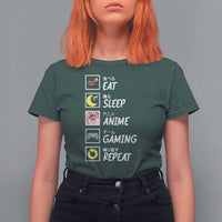 Eat Sleep Anime Gaming Repeat T Shirt For Women Kawaii Otaku Gamer Manga Ramen Lover - Wonder Print Shop