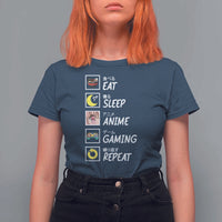 Eat Sleep Anime Gaming Repeat T Shirt For Women Kawaii Otaku Gamer Manga Ramen Lover - Wonder Print Shop