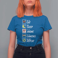 Eat Sleep Anime Gaming Repeat T Shirt For Women Kawaii Otaku Gamer Manga Ramen Lover - Wonder Print Shop