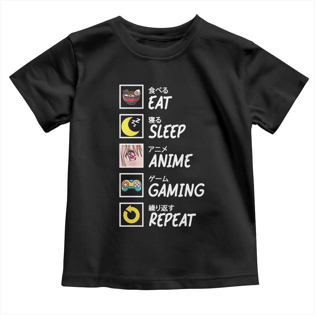 Eat Sleep Anime Gaming Repeat Toddler T Shirt Kawaii Otaku Gamer Manga Ramen Lover