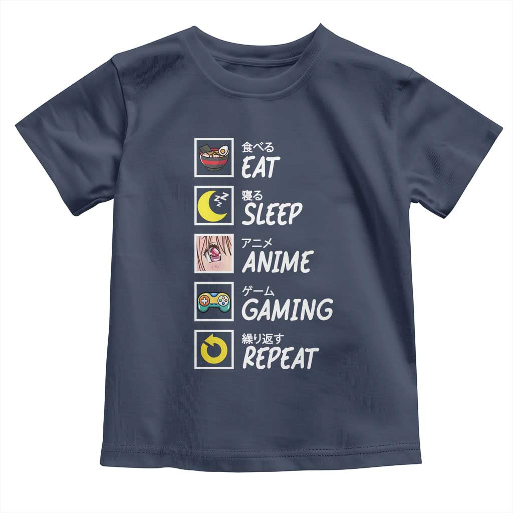 Eat Sleep Anime Gaming Repeat Toddler T Shirt Kawaii Otaku Gamer Manga Ramen Lover