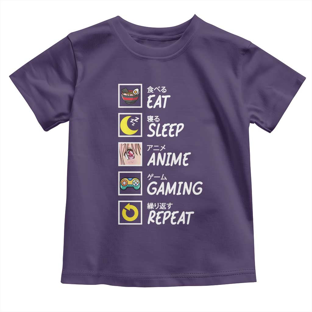 Eat Sleep Anime Gaming Repeat Toddler T Shirt Kawaii Otaku Gamer Manga Ramen Lover