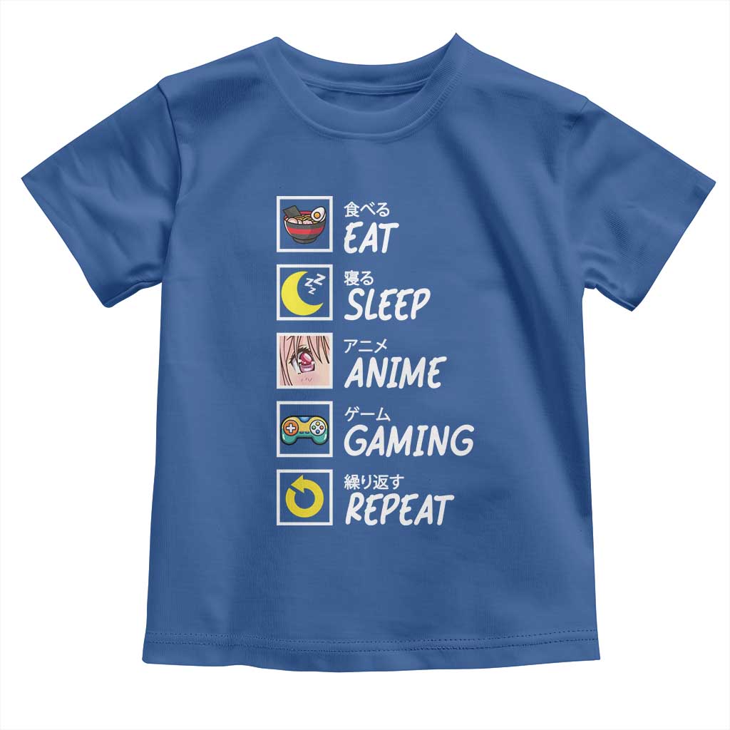 Eat Sleep Anime Gaming Repeat Toddler T Shirt Kawaii Otaku Gamer Manga Ramen Lover