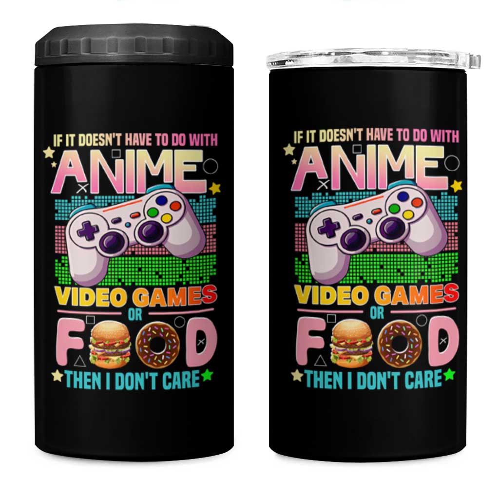 Anime Video Games Food 4 in 1 Can Cooler Tumbler Japan Kawaii Gamer Otaku Aesthetic