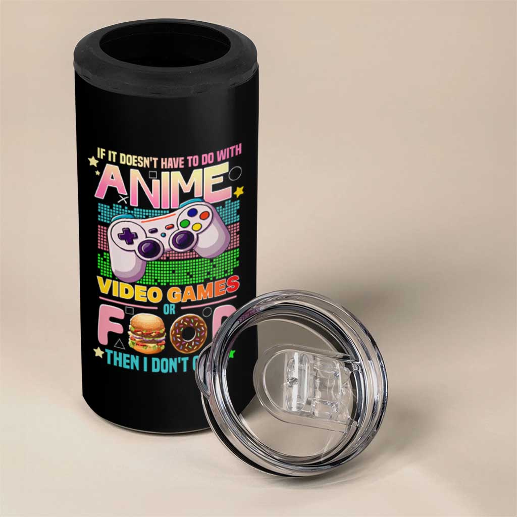 Anime Video Games Food 4 in 1 Can Cooler Tumbler Japan Kawaii Gamer Otaku Aesthetic