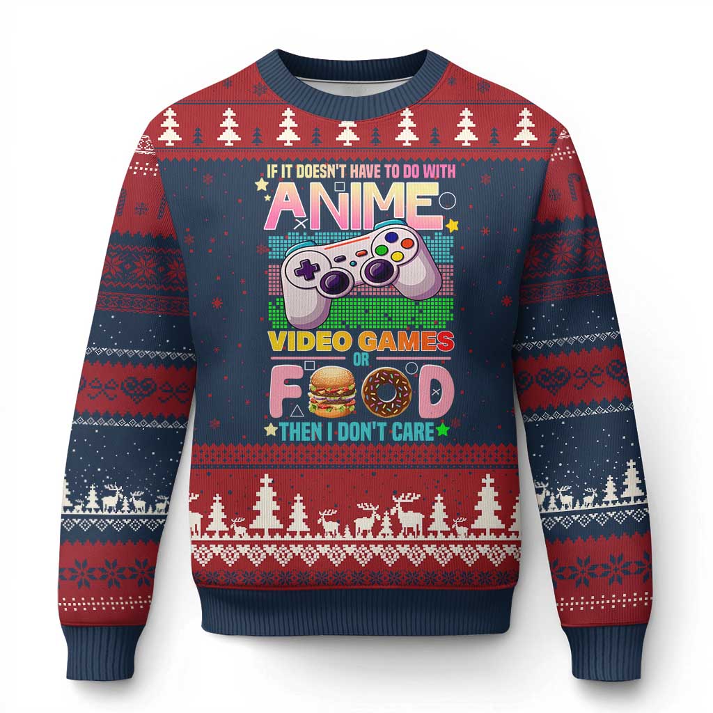 Anime Video Games Food Ugly Christmas Sweater Japan Kawaii Gamer Otaku Aesthetic - Wonder Print Shop