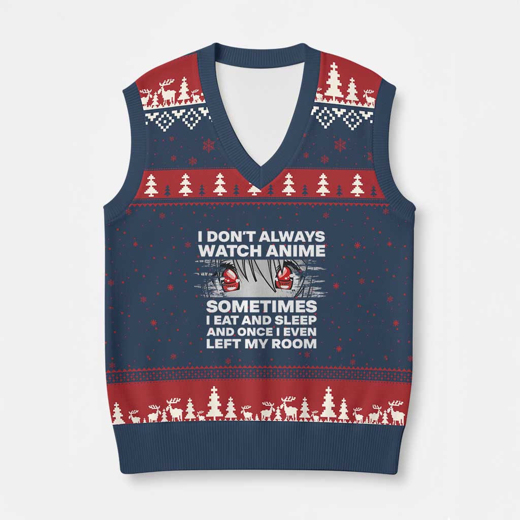 Funny Anime Lover V-Neck Knit Sweater Vest Japanese Kawaii Manga Otaku - Wonder Print Shop