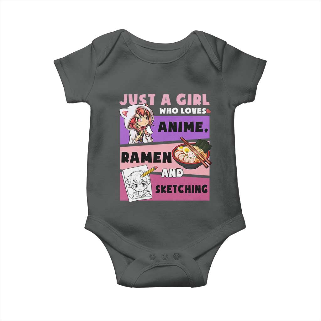 Just A Girl Who Loves Anime Ramen And Sketching Baby Onesie Cute Japan Kawaii Otaku Manga Lover