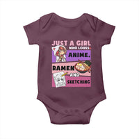 Just A Girl Who Loves Anime Ramen And Sketching Baby Onesie Cute Japan Kawaii Otaku Manga Lover
