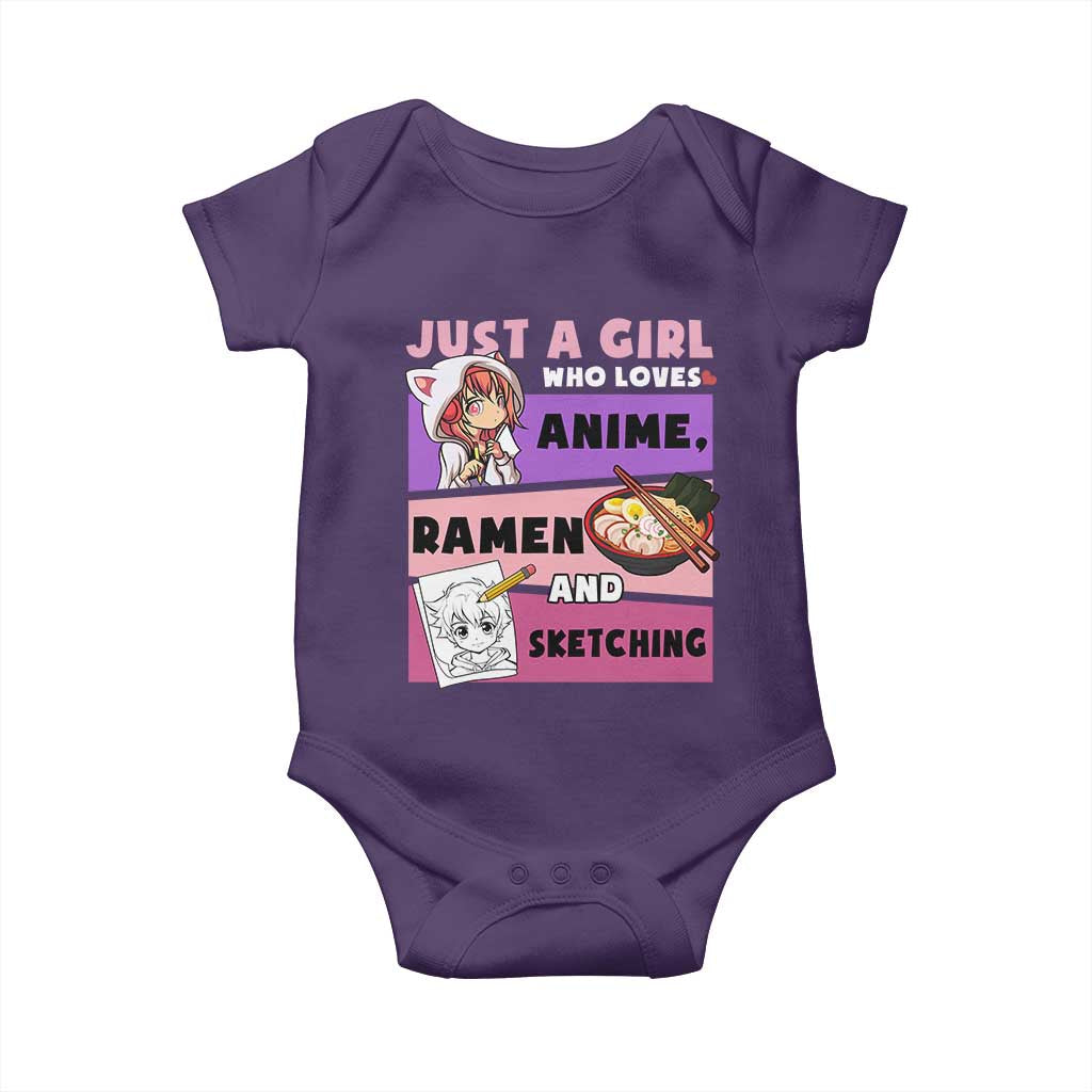 Just A Girl Who Loves Anime Ramen And Sketching Baby Onesie Cute Japan Kawaii Otaku Manga Lover