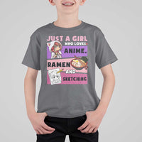 Just A Girl Who Loves Anime Ramen And Sketching T Shirt For Kid Cute Japan Kawaii Otaku Manga Lover - Wonder Print Shop