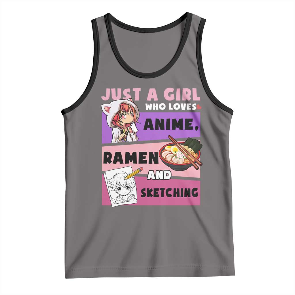 Just A Girl Who Loves Anime Ramen And Sketching Tank Top Cute Japan Kawaii Otaku Manga Lover