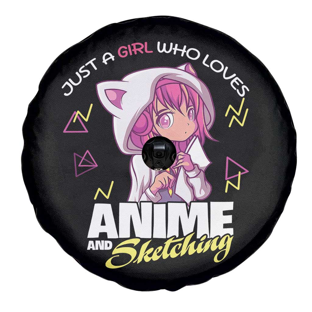 Just A Girl Who Loves Anime and Sketching Spare Tire Cover Japan Kawaii Otaku Manga Lover