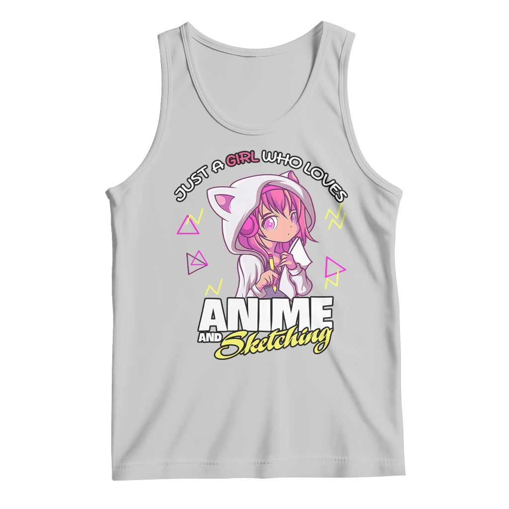 Just A Girl Who Loves Anime and Sketching Tank Top Japan Kawaii Otaku Manga Lover