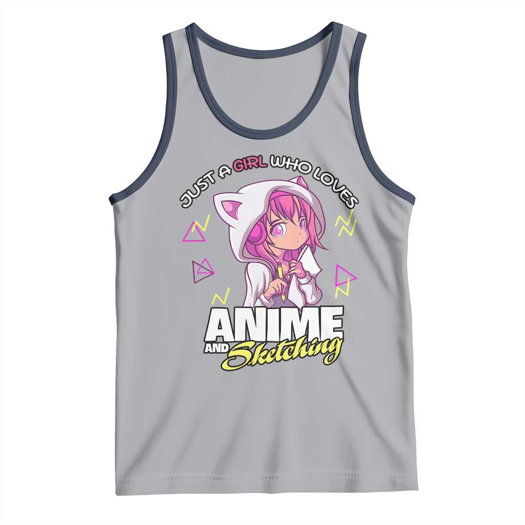 Just A Girl Who Loves Anime and Sketching Tank Top Japan Kawaii Otaku Manga Lover