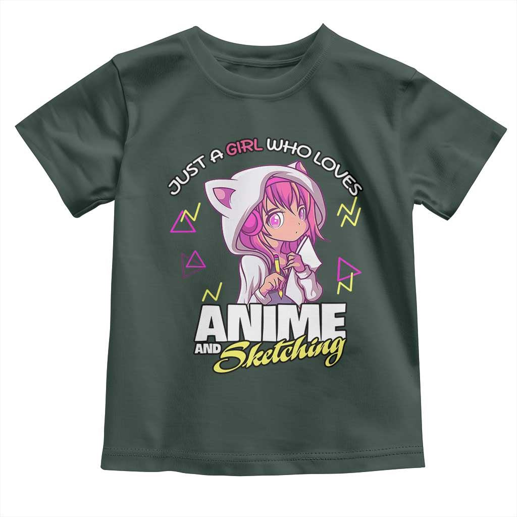 Just A Girl Who Loves Anime and Sketching Toddler T Shirt Japan Kawaii Otaku Manga Lover