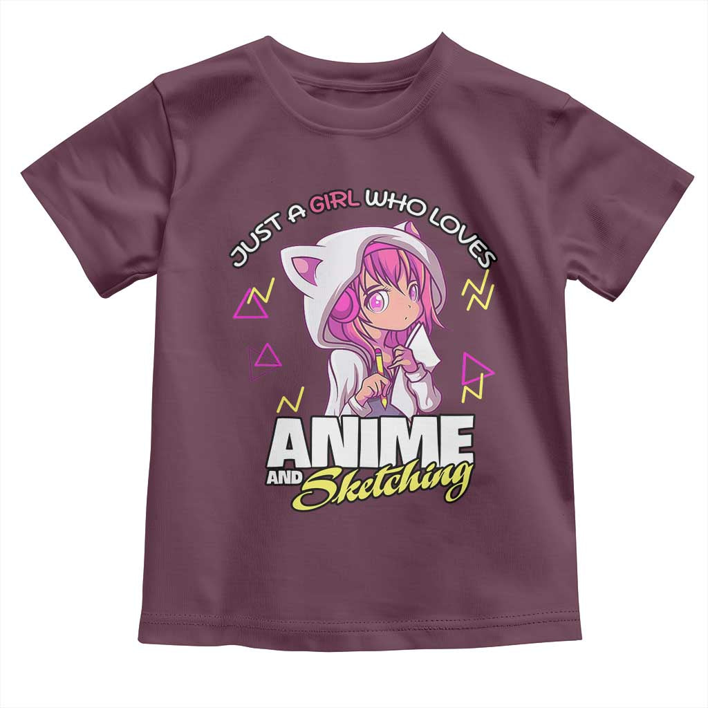 Just A Girl Who Loves Anime and Sketching Toddler T Shirt Japan Kawaii Otaku Manga Lover