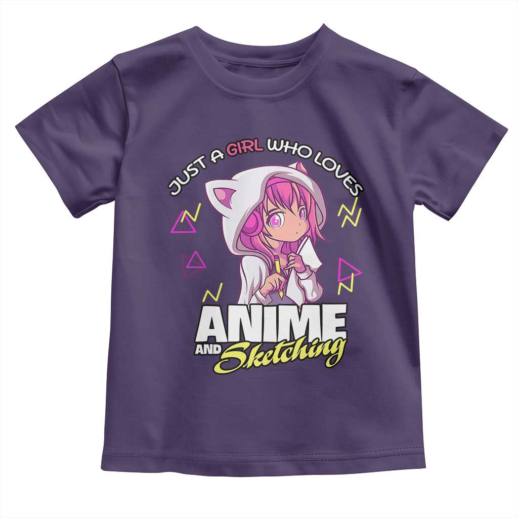 Just A Girl Who Loves Anime and Sketching Toddler T Shirt Japan Kawaii Otaku Manga Lover