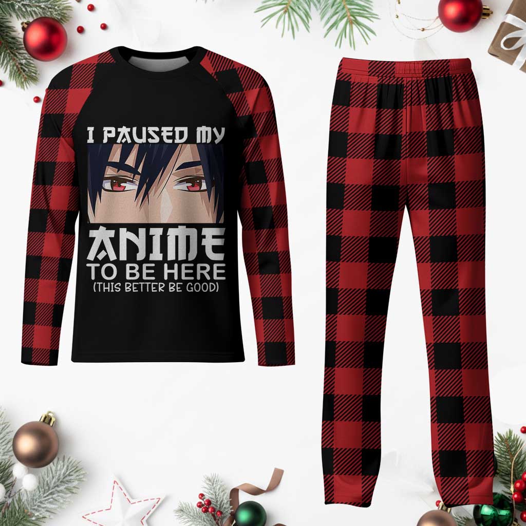 Japan Anime Manga Otaku Plaid Pajama Set I Paused My Anime To Be Here Boys - Wonder Print Shop