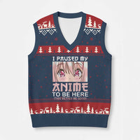 Japan Anime Manga Otaku V-Neck Knit Sweater Vest I Paused My Anime To Be Here Kawaii Girls - Wonder Print Shop