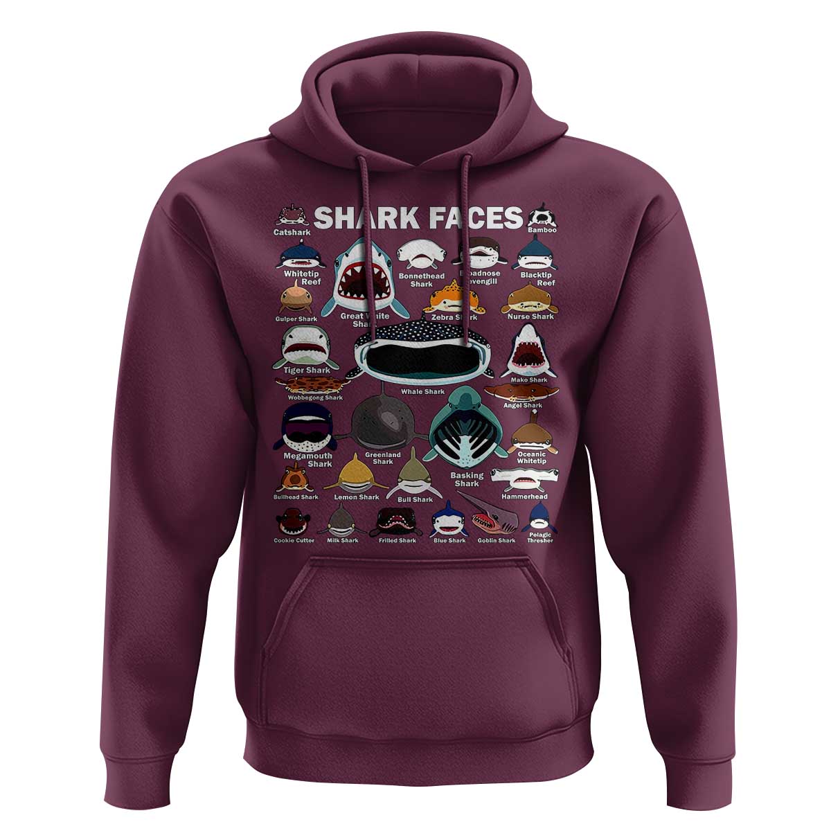 Shark Faces Hoodie Type Of Sharks Identification Marine Biology
