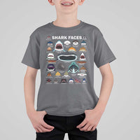 Shark Faces T Shirt For Kid Type Of Sharks Identification Marine Biology - Wonder Print Shop