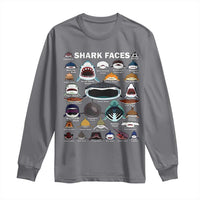 Shark Faces Long Sleeve Shirt Type Of Sharks Identification Marine Biology
