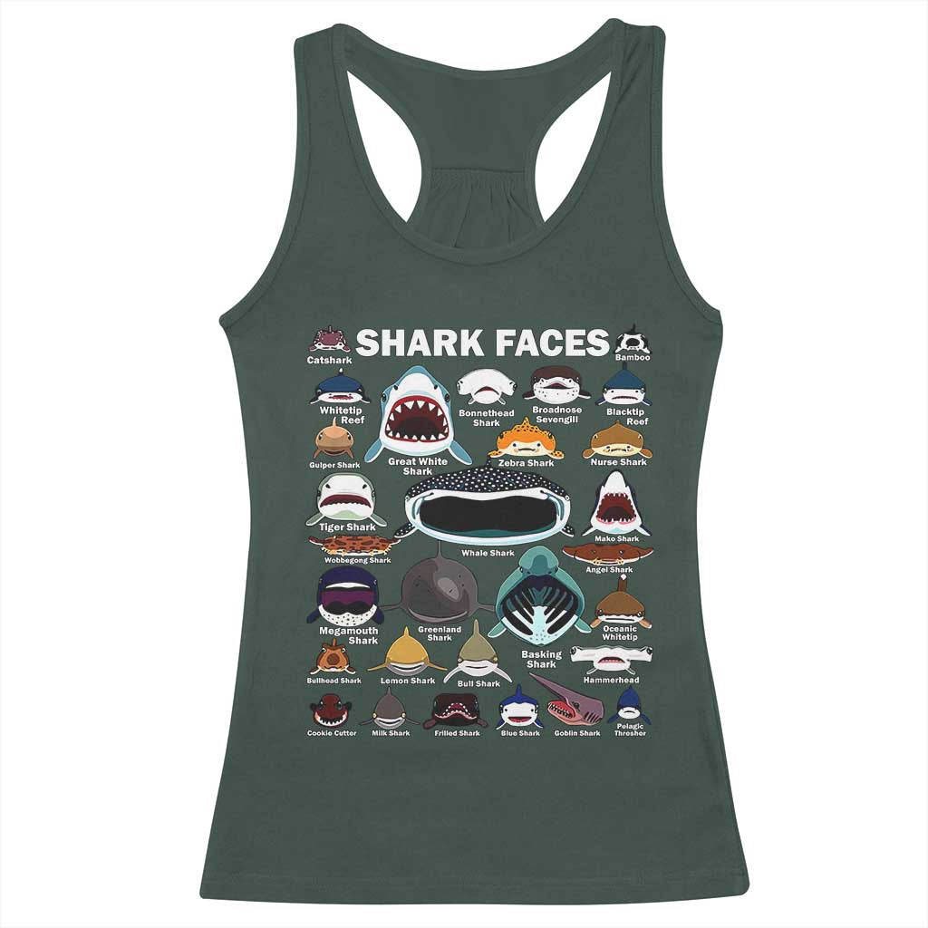 Shark Faces Racerback Tank Top Type Of Sharks Identification Marine Biology