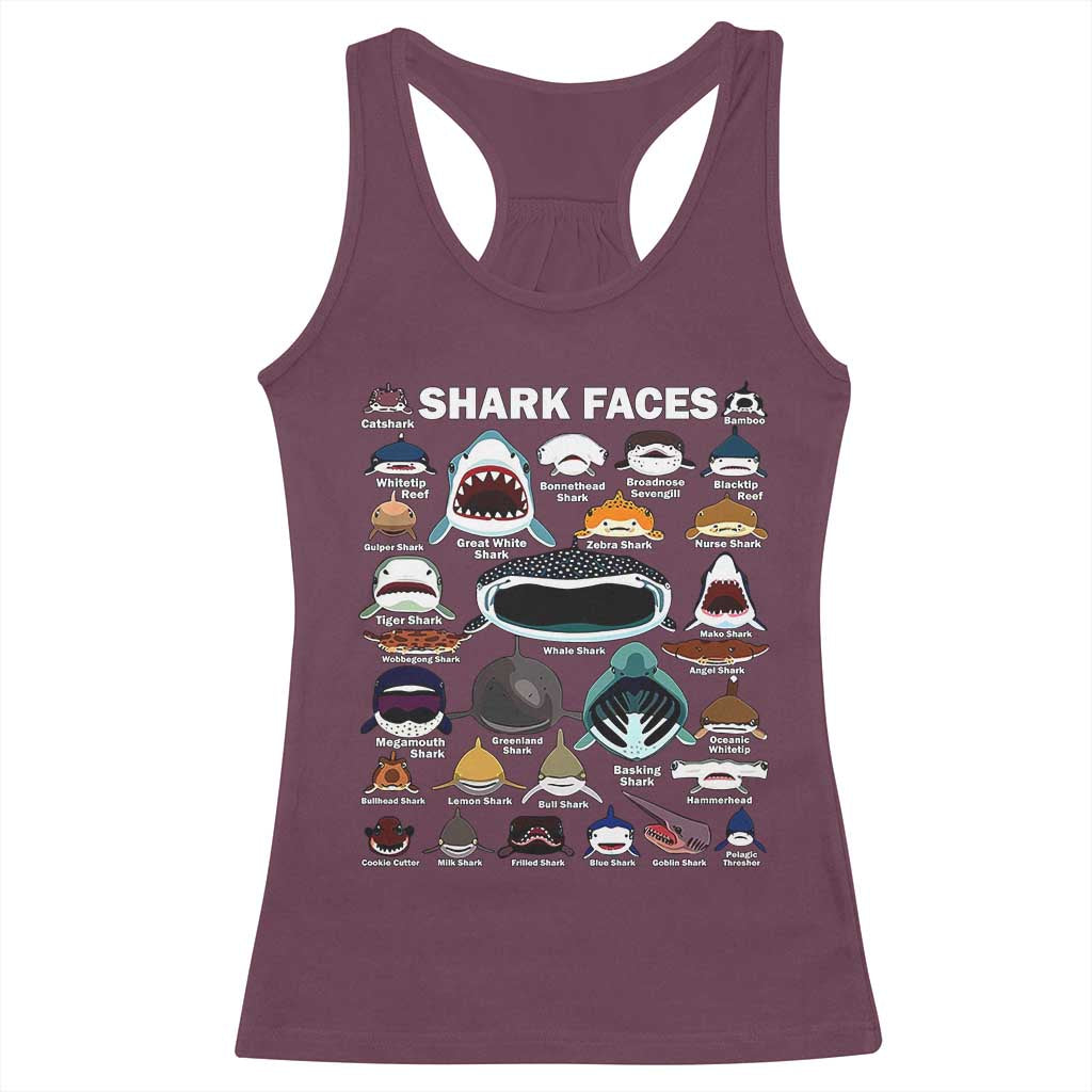 Shark Faces Racerback Tank Top Type Of Sharks Identification Marine Biology
